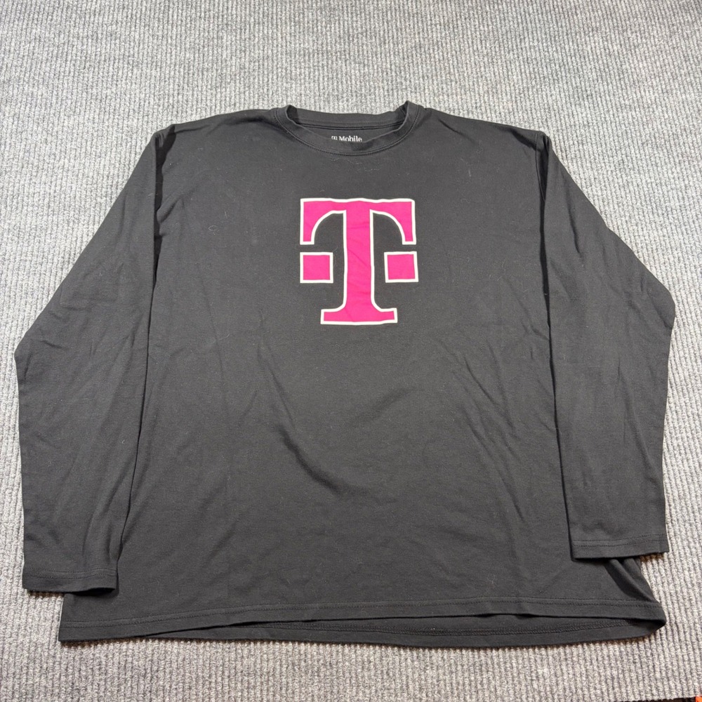T-Mobile Shirt Men's 2XL Long Sleeve Graphic Black Magenta Logo Cotton Blend